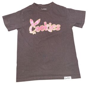 Cookies Mens Black Tee with Pink Graphic Size Small